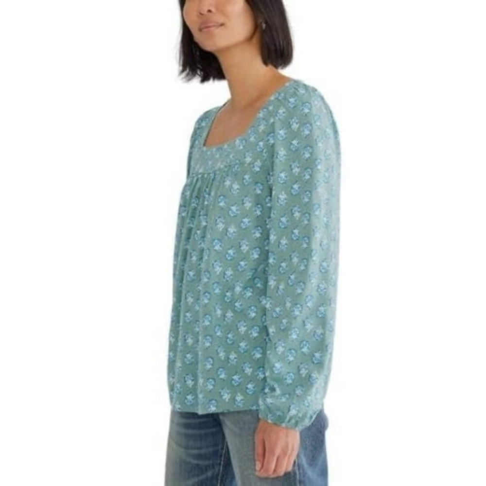 Lucky Brand Floral Green Blouse